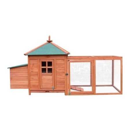 Almo Fulfillment Services Hanover Wooden Chicken Coop with Ramp, Nesting Box, Wire Mesh Run and Waterproof Roof HANCC0101-CDR